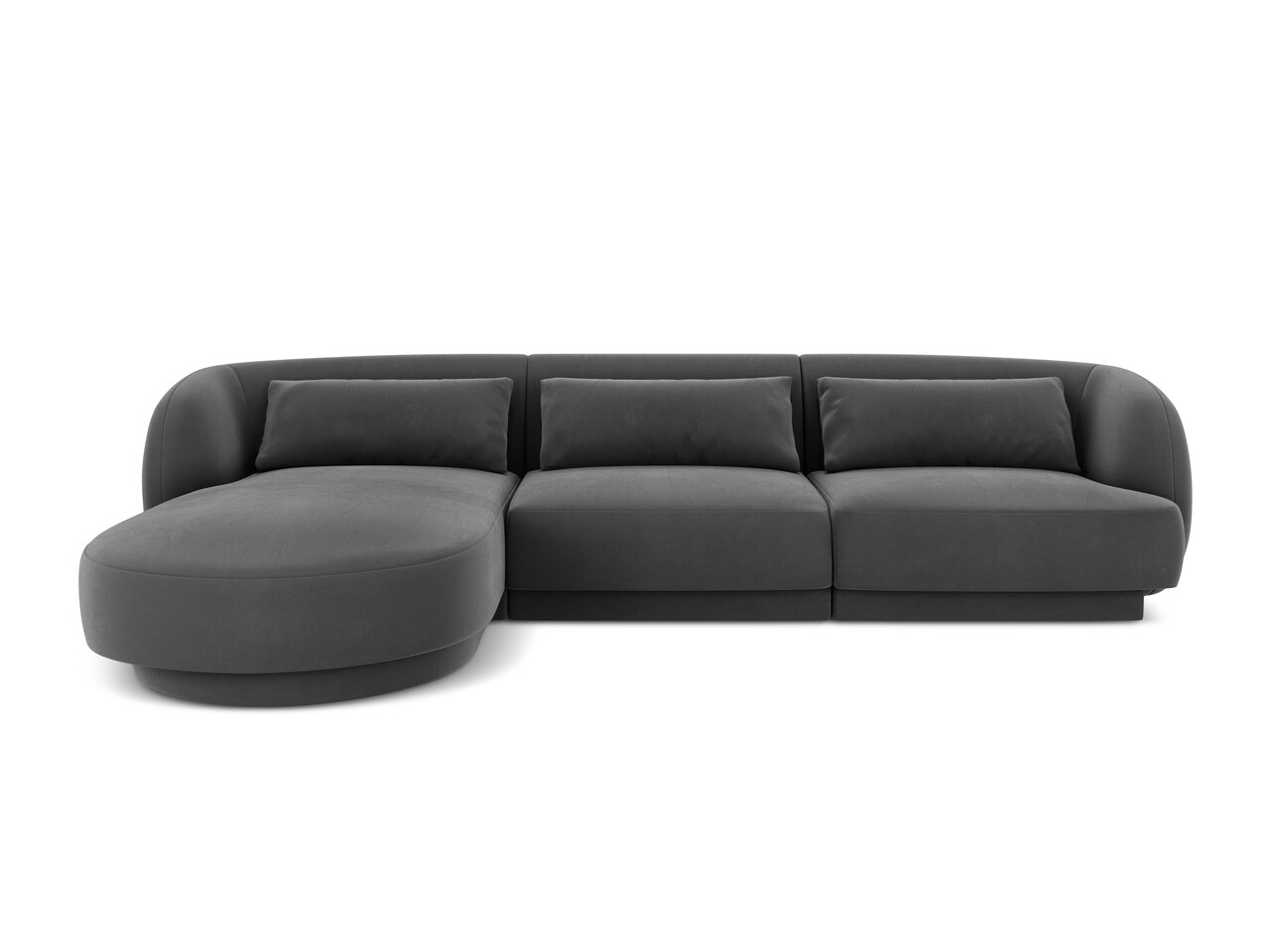 Coltar stanga 4 locuri, Tulum, Cosmopolitan Design, 255x156x70 cm, catifea, gri - imagine 7